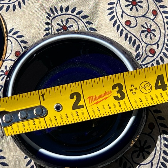 Limoges porcelain trinket box cobalt blue, real gold 18th century couple - Picture 6 of 8